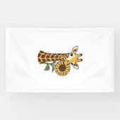 Retro Giraffe Zonnebloem Vector Design_1 Spandoek (Horizontaal)