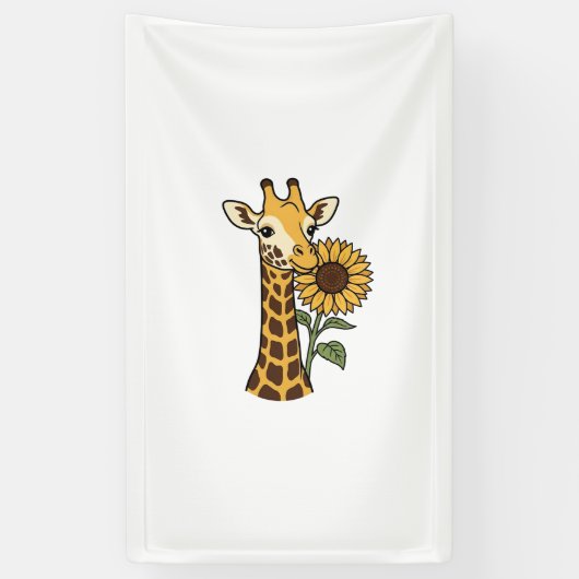 Retro Giraffe Zonnebloem Vector Design_1 Spandoek (Verticaal)