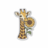 Retro Giraffe Zonnebloem Vector Design_1 Sticker (Voorkant)