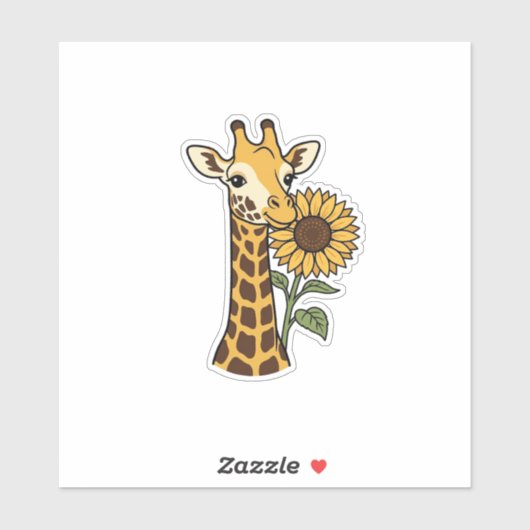 Retro Giraffe Zonnebloem Vector Design_1 Sticker (Vel)
