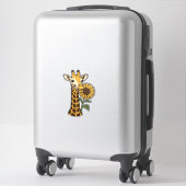 Retro Giraffe Zonnebloem Vector Design_1 Sticker (Koffer)