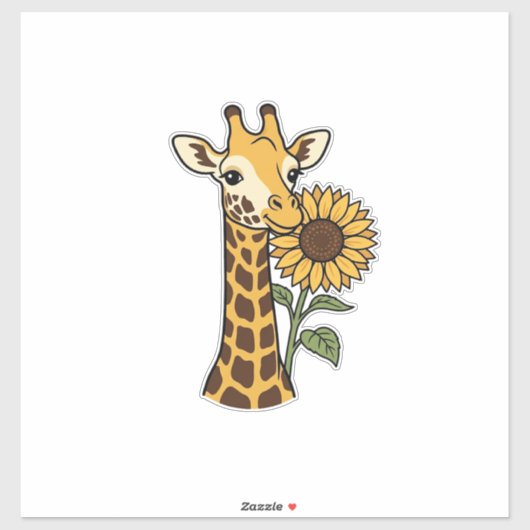 Retro Giraffe Zonnebloem Vector Design_1 Sticker (Vel)