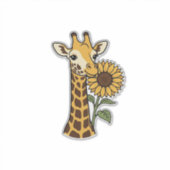 Retro Giraffe Zonnebloem Vector Design_1 Sticker (Voorkant)