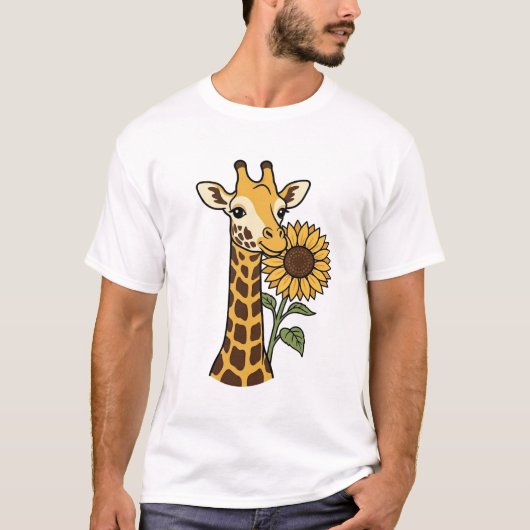 Retro Giraffe Zonnebloem Vector Design_1 T-shirt (Voorkant)