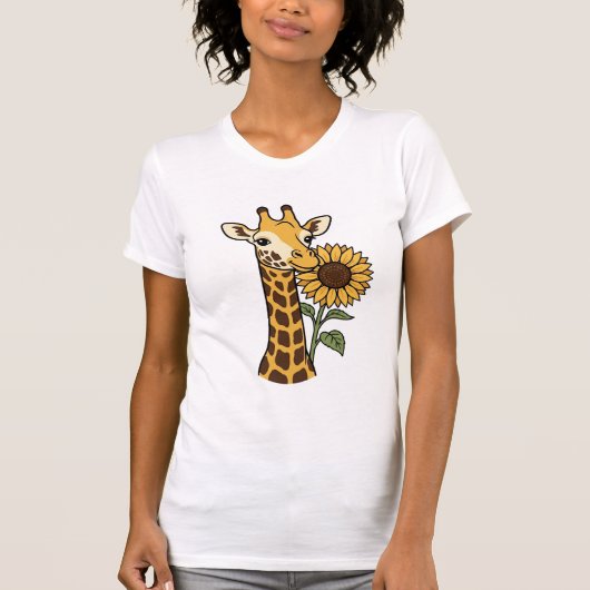 Retro Giraffe Zonnebloem Vector Design_1 T-shirt (Voorkant)
