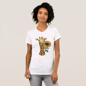Retro Giraffe Zonnebloem Vector Design_1 T-shirt (Voorkant volledig)