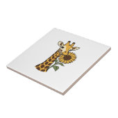 Retro Giraffe Zonnebloem Vector Design_1 Tegeltje (Zijkant)
