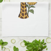 Retro Giraffe Zonnebloem Vector Design_1 Theedoek (Gevouwen)