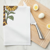 Retro Giraffe Zonnebloem Vector Design_1 Theedoek (Quarter Fold)