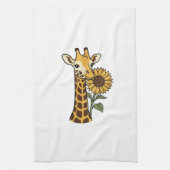 Retro Giraffe Zonnebloem Vector Design_1 Theedoek (Verticaal)