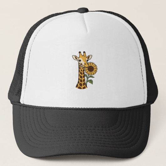 Retro Giraffe Zonnebloem Vector Design_1 Trucker Pet (Voorkant)