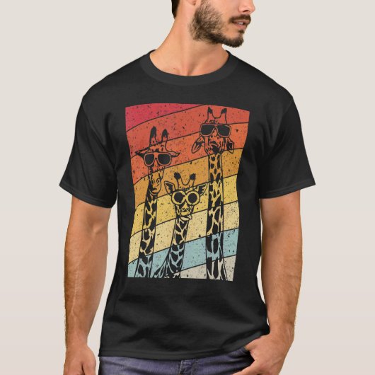 Retro Giraffe Zonnebrillen Dierglazen T-shirt (Voorkant)