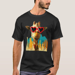 Retro Giraffe Zonnebrillen voor dieren T-shirt