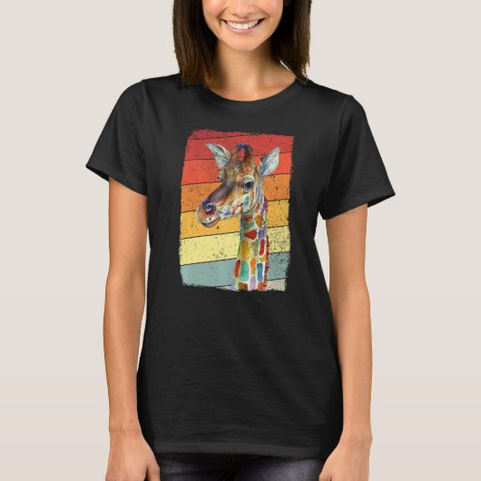 Retro Giraffe Zonneglazen Dier 2 T-shirt (Voorkant)