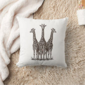 Retro Giraffe Zonsondergang Gravure Safari T-shirt Kussen (Deken)