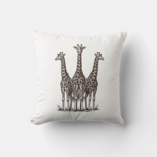 Retro Giraffe Zonsondergang Gravure Safari T-shirt Kussen