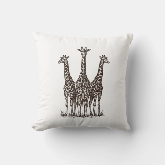 Retro Giraffe Zonsondergang Gravure Safari T-shirt Kussen (Voorkant)