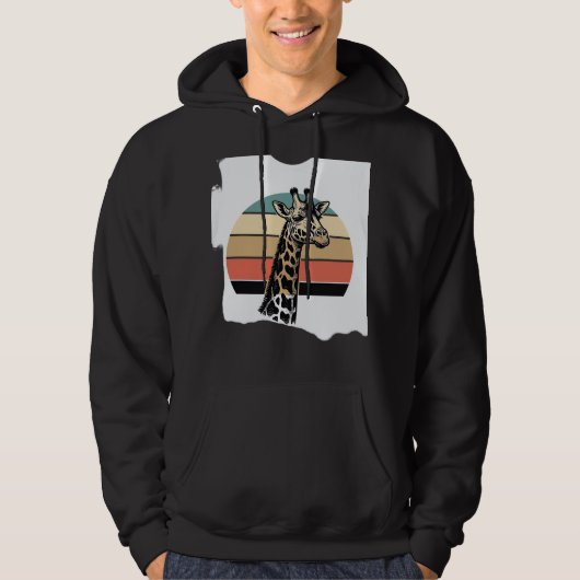 Retro Giraffe Zonsondergang Safari Vector T-shirt (Voorkant)