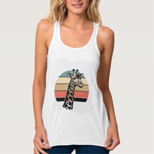 Retro Giraffe Zonsondergang Safari Vector T-shirt (Voorkant)