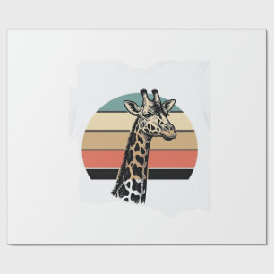 Retro Giraffe Zonsondergang Safari Vector T-shirt Cadeaupapier