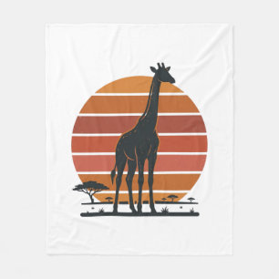 Retro Giraffe Zonsondergang Safari Vector T-shirt Fleece Deken