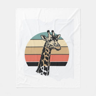 Retro Giraffe Zonsondergang Safari Vector T-shirt Fleece Deken