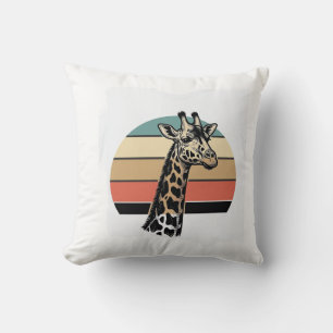 Retro Giraffe Zonsondergang Safari Vector T-shirt Kussen