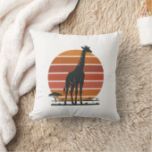 Retro Giraffe Zonsondergang Safari Vector T-shirt Kussen (Deken)