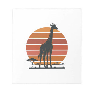 Retro Giraffe Zonsondergang Safari Vector T-shirt Notitieblok
