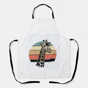 Retro Giraffe Zonsondergang Safari Vector T-shirt Schort