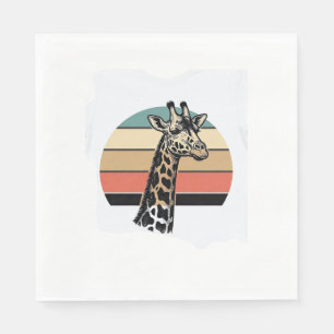 Retro Giraffe Zonsondergang Safari Vector T-shirt Servet
