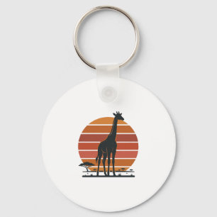 Retro Giraffe Zonsondergang Safari Vector T-shirt Sleutelhanger