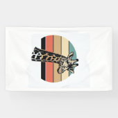 Retro Giraffe Zonsondergang Safari Vector T-shirt Spandoek (Horizontaal)