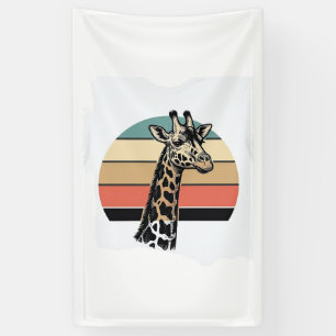 Retro Giraffe Zonsondergang Safari Vector T-shirt Spandoek