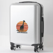 Retro Giraffe Zonsondergang Safari Vector T-shirt Sticker (Koffer)