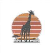 Retro Giraffe Zonsondergang Safari Vector T-shirt Sticker (Voorkant)