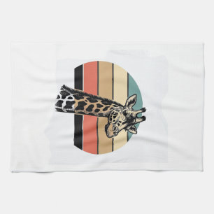 Retro Giraffe Zonsondergang Safari Vector T-shirt  Theedoek