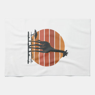 Retro Giraffe Zonsondergang Safari Vector T-shirt  Theedoek