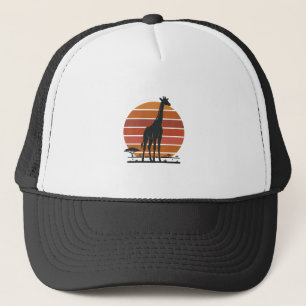 Retro Giraffe Zonsondergang Safari Vector T-shirt Trucker Pet