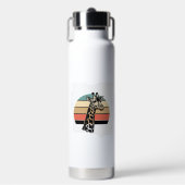 Retro Giraffe Zonsondergang Safari Vector T-shirt Waterfles (Voorkant)