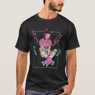 Retro Girl 80's Era Roller Schaatsen T-shirt