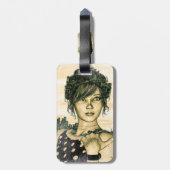 Retro Girl Bagagelabel (Achterkant verticaal)