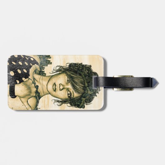 Retro Girl Bagagelabel (Achterkant horizontaal)