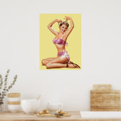 Retro Girl Beach Pin-up  stijl Poster (Keuken)