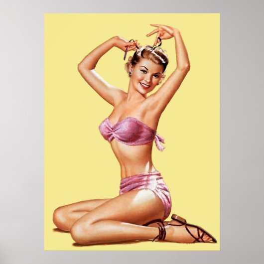 Retro Girl Beach Pin-up  stijl Poster (Voorkant)