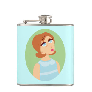 Retro Girl Blue Heupfles