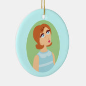 Retro Girl Blue Keramisch Ornament (Rechts)