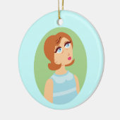 Retro Girl Blue Keramisch Ornament (Links)