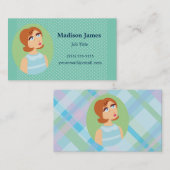 Retro Girl Blue Visitekaartje (Voorkant / Achterkant)