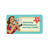 Retro Girl Christmas Cookie Swap Adres Etiket (Voorkant)